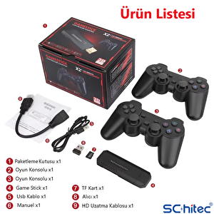 ScHitec Retro 4K Game Stick 3D Arcade Atari Makinası 35000 Oyunlu Konsol