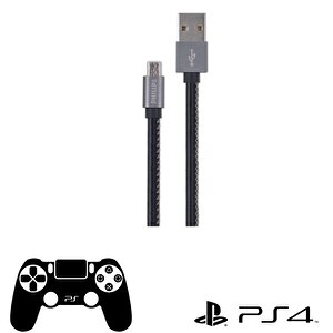 Playstation 4 İle Uyumlu Joystick Şarj Kablosu 3a 60w Usba To Micro Deri Kaplama Hızlı Şarj Kablosu Dlc2518b/97