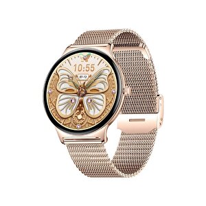 Schitec Watch Ultra 5 Amoled Ekran Super Slim Tasarım Waterproof 3 Kordonlu Akıllı Saat Gold Rose