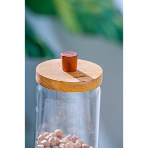 Malibu Akasya Kapaklı Borosilikat Cam Kavanoz - 900 Ml