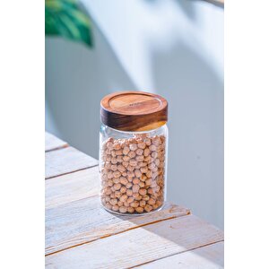 Malibu Akasya Kapaklı Borosilikat Cam Kavanoz - 850 Ml