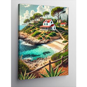 Kanvas Tablo Sahil Kenarında Evler 100x140 cm