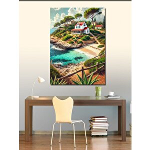 Kanvas Tablo Sahil Kenarında Evler 100x140 cm
