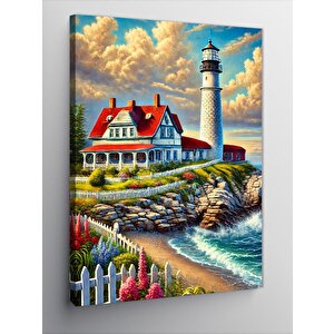 Kanvas Tablo Deniz Feneri Ve Sahil Manzarası 70x100 cm