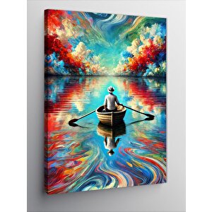 Kanvas Tablo Renkli Göl Ve Kayık 50x70 cm