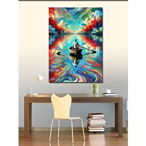 Kanvas Tablo Renkli Göl Ve Kayık 50x70 cm