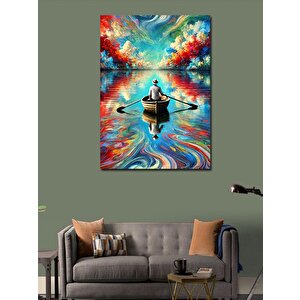 Kanvas Tablo Renkli Göl Ve Kayık 50x70 cm