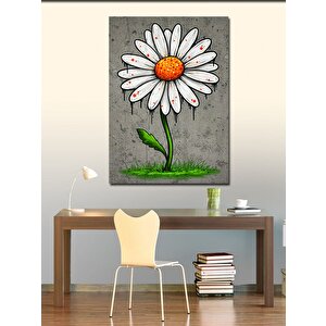 Kanvas Tablo Papatya Çiçeği Çizimi 50x70 cm