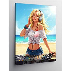 Kanvas Tablo Sahilde Dj Kadın 100x140 cm
