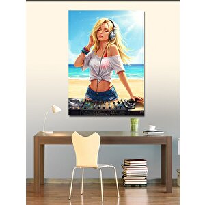 Kanvas Tablo Sahilde Dj Kadın 100x140 cm