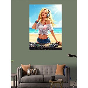 Kanvas Tablo Sahilde Dj Kadın 100x140 cm