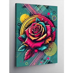Kanvas Tablo Renkli Gül Ve Çizgi Deseni 70x100 cm