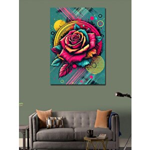 Kanvas Tablo Renkli Gül Ve Çizgi Deseni 100x140 cm