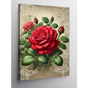 Kanvas Tablo Kırmızı Gül Çizimi 70x100 cm