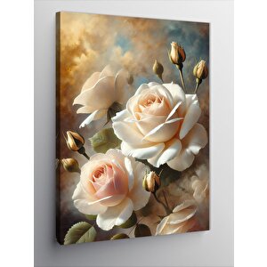 Kanvas Tablo Beyaz Gül Çizimi 50x70 cm