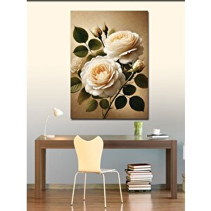 Kanvas Tablo Beyaz Gül Çizimi 70x100 cm