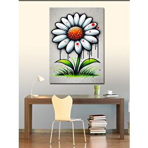 Kanvas Tablo Çizgi Desenli Papatya 70x100 cm