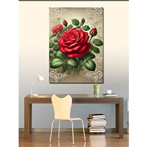 Kanvas Tablo Kırmızı Gül Çizimi 50x70 cm