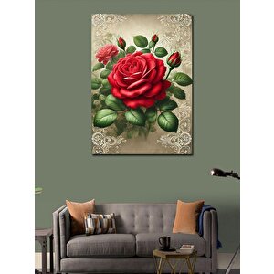 Kanvas Tablo Kırmızı Gül Çizimi 50x70 cm