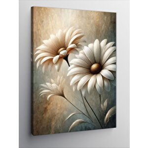 Kanvas Tablo Beyaz Papatya Deseni 100x140 cm