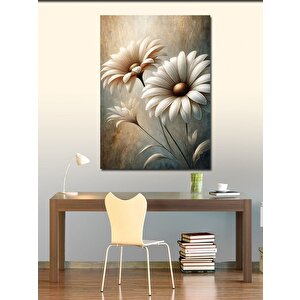 Kanvas Tablo Beyaz Papatya Deseni 100x140 cm