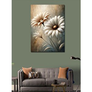 Kanvas Tablo Beyaz Papatya Deseni 100x140 cm