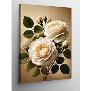 Kanvas Tablo Beyaz Gül Çizimi 100x140 cm