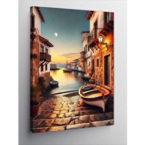 Kanvas Tablo Romantik Sahil Kasabası 100x140 cm