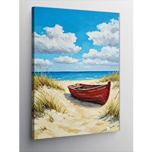 Kanvas Tablo Kumsal Ve Ahşap Kayık 100x140 cm