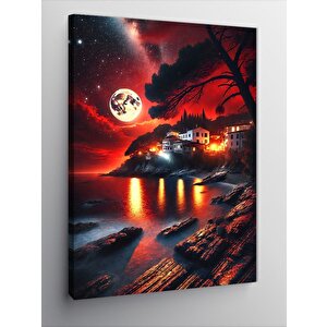 Kanvas Tablo Ayışığında Sahil Manzarası 70x100 cm