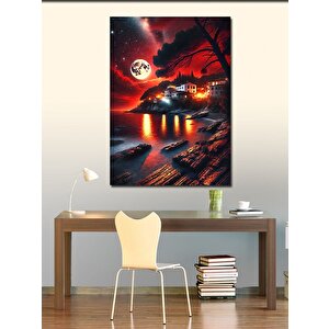 Kanvas Tablo Ayışığında Sahil Manzarası 100x140 cm