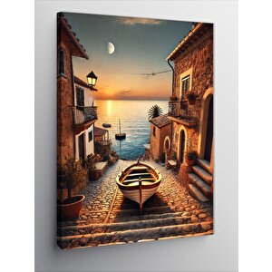 Kanvas Tablo Sahildeki Sakin Sokak Manzarası 100x140 cm