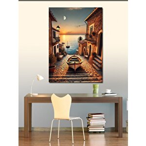 Kanvas Tablo Sahildeki Sakin Sokak Manzarası 100x140 cm