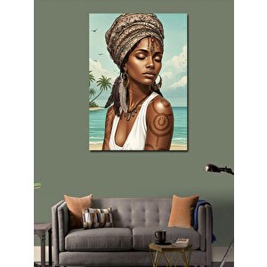 Kanvas Tablo Afrikalı Kadın Ve Sahil 50x70 cm
