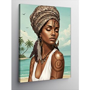 Kanvas Tablo Afrikalı Kadın Ve Sahil 70x100 cm