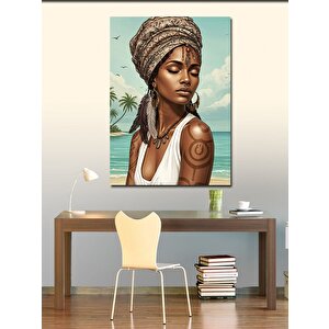 Kanvas Tablo Afrikalı Kadın Ve Sahil 70x100 cm