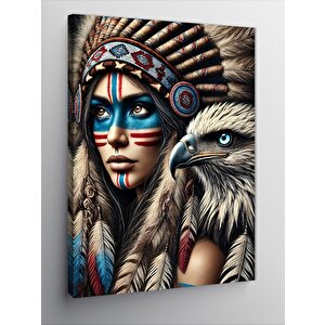 Kanvas Tablo Yerli Kadın Ve Şahin 70x100 cm