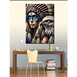 Kanvas Tablo Yerli Kadın Ve Şahin 70x100 cm