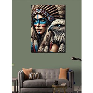Kanvas Tablo Yerli Kadın Ve Şahin 70x100 cm