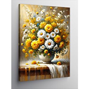 Kanvas Tablo Şelaleli Vazoda Papatyalar 70x100 cm