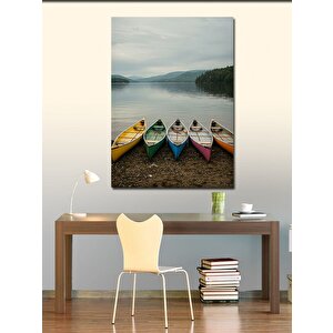 Kanvas Tablo Renkli Kayıklar Ve Gölet 70x100 cm