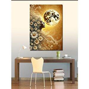 Kanvas Tablo Papatyalı Kadın Portresi 100x140 cm