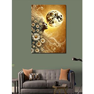 Kanvas Tablo Papatyalı Kadın Portresi 100x140 cm