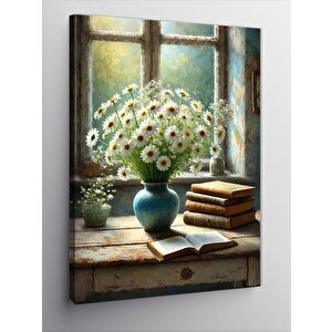 Kanvas Tablo Kitap Ve Papatya Köşesi 50x70 cm
