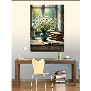 Kanvas Tablo Kitap Ve Papatya Köşesi 50x70 cm