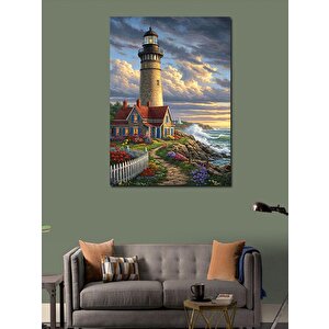 Kanvas Tablo Deniz Feneri Ve Sahil Evi 100x140 cm