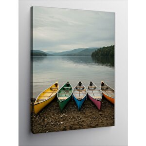 Kanvas Tablo Renkli Kayıklar Ve Gölet 50x70 cm
