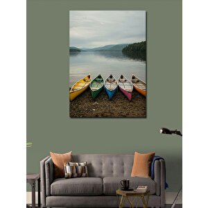 Kanvas Tablo Renkli Kayıklar Ve Gölet 50x70 cm
