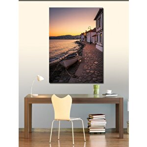 Kanvas Tablo Sahil Ve Gün Batımı Teknesi 100x140 cm