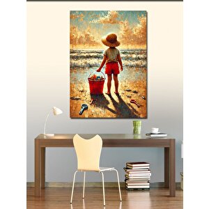 Kanvas Tablo Sahil Ve Çocuk Çizimi 50x70 cm